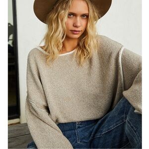 Free People Bardot Crop Sweater Pullover In Sand Dollar